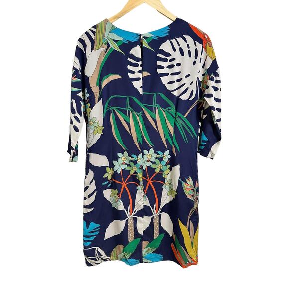 Vilagallo Womens Silk Floral Print 3/4 Sleeve Boho Shift Dress Casual Size 36 - Picture 5 of 9